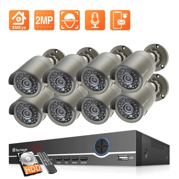 Techage H. 265 8CH 2MP POE kamerovým Systémom 1080P POE NVR Auta P2P CCTV kamerový Vonkajšie Audio Záznam IP Kamery