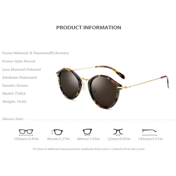 Titán Acetát slnečné Okuliare Mužov 2019 Módne Polarizované Slnečné okuliare Značky Dizajnér Vintage Okrúhle Slnečné Okuliare pre Ženy Odtiene T1852