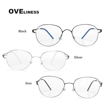 Titánové okuliare rámy Okrúhle okuliare rám muži ženy Retro Optické Krátkozrakosť, Predpis okuliarov, kórejský Okuliare okuliare