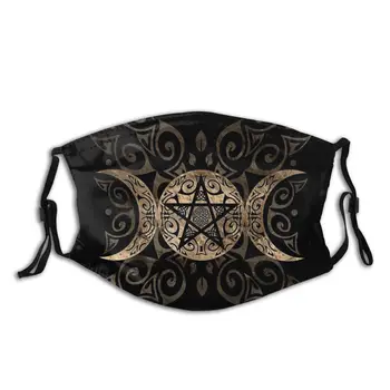 Triple Mesiac Bohyne Pentagram Opakovane Masku Na Tvár Pohanské Wiccan Anti Haze Masku Proti Prachu S Filtrom Ochrana Respirátor Úst Utlmiť