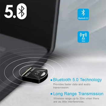 USB Bluetooth 5.0 Adaptér Vysielač Bluetooth Audio Prijímač Bluetooth Dongle Bezdrôtový USB Adaptér Pre Počítač PC, Notebook