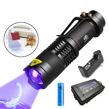 UV Lampa ultrafialového Svetla S Zoom Funkcia Mini UV Black Light Pet Moču Škvrny Detektor Scorpion Použitie AA/14500 batérie
