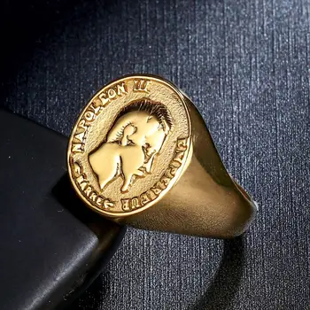 Valily Napoleon III Mince, Prstene pre Ženy, Mužov 316L Nerezovej Ocele francúzske Mince, Prstene, Zlaté Strieborná Farba Punk Štýl Muž Šperky