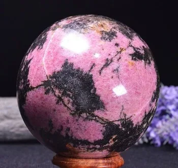 Veľké Ružové A Čierne Rhodonite Crystal Sphere/Ružová Rhodonite Kameň