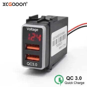 XCGaoon QC3.0 Quickcharge Nabíjačka do Auta Dvojitý USB Adaptér S LED Voltmeter Plug & Play Káblový Pre NISSAN