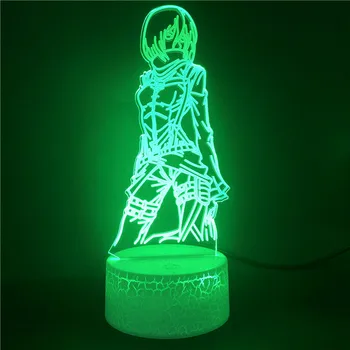 Útok na Titan Anime Deti 3d Hodiny Lampa Nočného pre Miestnosti Dekorácie Led Farby Meniace Bluetooth Nočné Svetlo Anime Darček