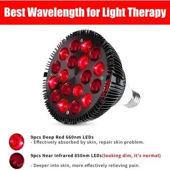 Červené Svetlo Terapia Lampa, 54W 18 LED, Infračervené Svetlo Vrások Removel Terapia Prístrojom, 660nm Červená 850nm Infračervené Červená Žiarovka