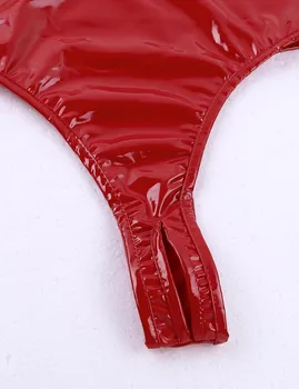 Ženy Mokré Vzhľad Patent Kožené Spodné Prádlo, Plavky S Uväzovaním Za Krk Bez Rukávov Duté Z Bradavky Otvorte Zadný Crotchless Tangá Trikot Kombinézu