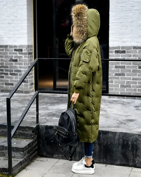 ženské kačica dole kabát, sako s reálnymi kožušiny colloar kapucňou zelená parkas pre ženy zimné hrubé teplé oblečenie plus veľkosť XXXXL4XL