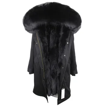 ženy zimná bunda xlong plus veľkosť módne kožušiny vetrovka reálne líška srsť srsť veľký raccoon kožušiny golier s kapucňou vrchné oblečenie bežné kabát